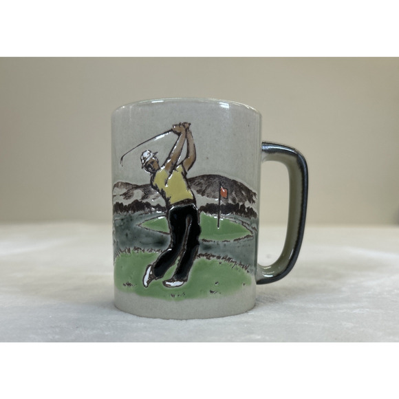 Otagiri Other - Vintage Otagiri Male Golfer Ceramic Embossed Stoneware Coffee Cup Bnfts Charity
